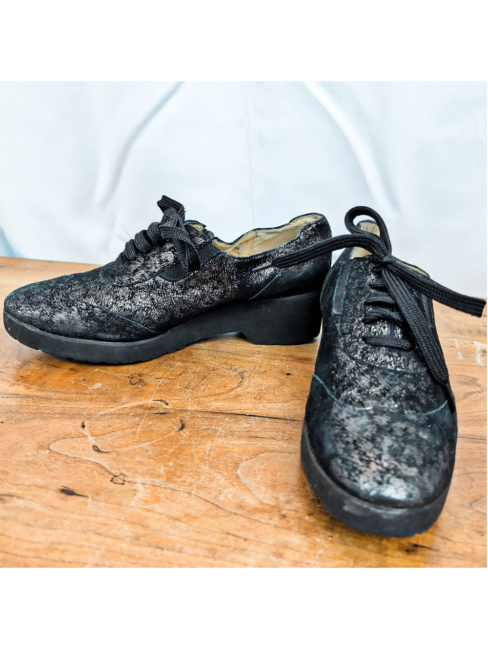 Ladies' Brunate Italian Made Metallic Leopard Print Sneaker Wingtips 39
